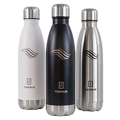 TAVIALO Vakuumisolerad drickflaska, termosflaska, 500 ml, 750 ml, 1000 ml, för resor, sport och utomhusaktiviteter, läckagesäker (Svart, 500 ml)