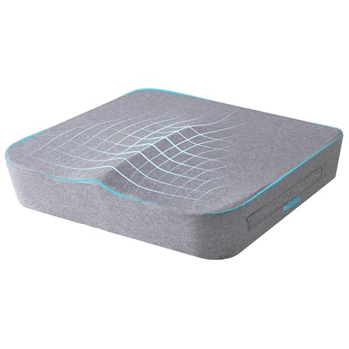 bonmedico Cojín Coxis Ortopédico y Antideslizante – Cojín Silla Oficina y Coche Viscoelástico – Cojín Asiento Ergonómico para Teletrabajo, Coche, Casa y Gaming – Portátil con Funda Lavable (Gris)
