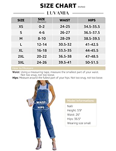 Luvamia Women's Casual Adjustable Denim Bib Overalls Jeans Pants Fashion Loose Overall Jumpsuits Overalls For Women 2023 Classic Blue Size Medium #TOP2