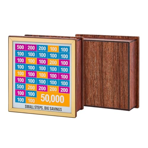 Image of Bonsenkitchen Money Saving Box for Kids and Adults | Wooden Money Bank with Lock | 50,000 Saving Box with Numbers | Undiyal Hundi Pig Bank (Small Multi 50000)