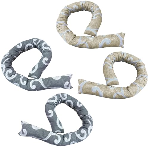 Virsus 4 Paraspifferi con trama DAMASCATO per balconi e finestre, lunghezza 120 cm, 2 Grigi e 2 Beige, paraspiffero sottoporta universale paravento in stoffa tessuto poliestere -697/703