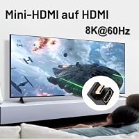 JZK 8K U-förmiger Mini-HDMI-auf-Standard-HDMI-Adapter, 180°-Winkeladapter (Stecker auf Buchse), 8K-HD-HDMI-Konverter für HD-Fernseher, Monitore, Kameras und Laptops – Ansicht 5