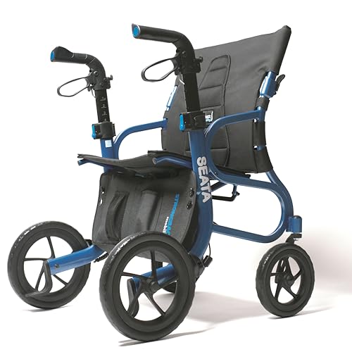 Strongback Mobility SEATA Lightweight Rollator Walker - Extremely Comfortable Foldable Transport Rollator - with a Full-Sized Seat & Ergonomic Back Support