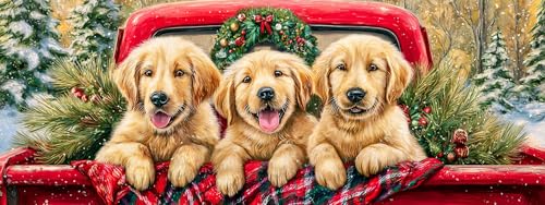 Reofrey ダイヤモンドアート 大きいサイズ クリスマスダイヤモンドの絵画 、クロスステッチ キット犬動物, 手作りキット 全面貼り付けタイプ ビーズア DIY 手芸キットホーム レストラン ラインストーン ホーム 壁掛け 装飾品 30x80cm