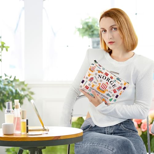 BLUPARK Norway Travel Cosmetic Bag Norwegian Gift Norge Makeup Bag Souvenirs Gift (Norge)4