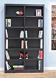 Traditional 84' Tall 12-Shelf Double Wide Wood Bookcase in Espresso