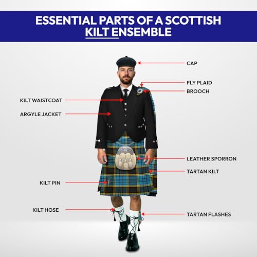 Image of 8 Yard Mens Kilt - Authentic Tartan Kilt for Men Highland Outfit for Weddings & Traditional Scottish Wear