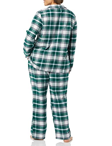 Image of Amazon Essentials Women's Flannel Long-Sleeve Button Front Shirt and Pant Pajama Set