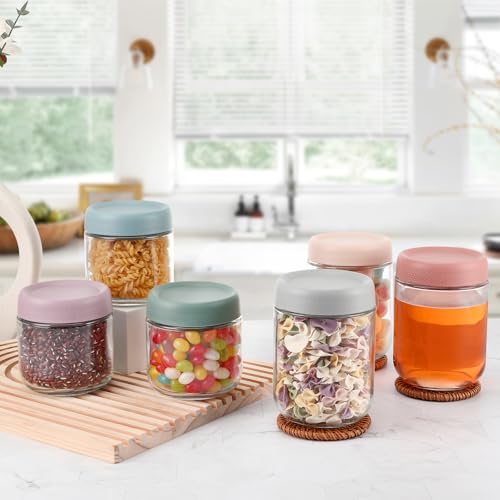 Miniatura 4 de Luxecove Juego De 6 Tarros De Cristal Para Avena, Yogur Con Tapa, Tarros De Cristal Con Tapa Para Guardar Avena, Yogur, 350 Ml Y 480 Ml