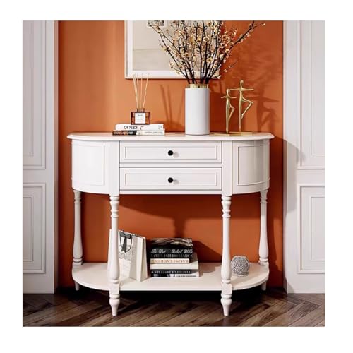 YPIOUREN ���g���ȉ~�`�J�[�u�f�U�C���R���\�[���e�[�u���A�����o���t�����փe�[�u���A���C�ނ̊ۂ��p�̋����\�t�@�e�[�u���A�I�[�v���X�^�C���̒I�A�I�t�B�X�⃊�r���O���[���p(White,120cm/47.2in)