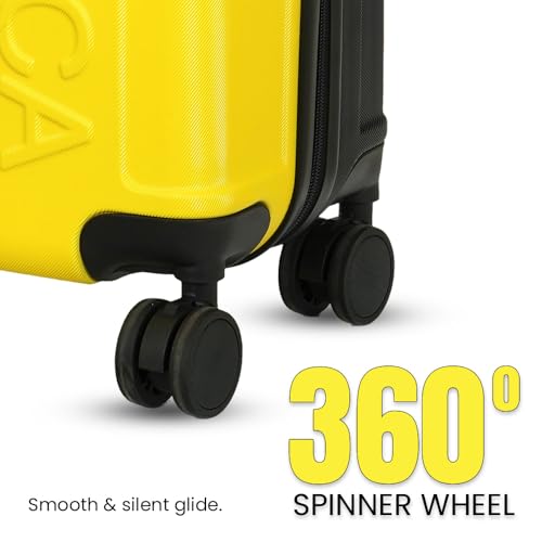 Image of Nautica 20 inch ABS Hard-Sided Unisex Cabin Luggage Trolley | 8-Wheel Spinner, Telescopic Handle | Durable, Secure Combination Lock | Modern Design Travel Suitcase for Men & Women | Yellow & Black