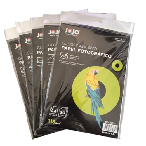 Papel Fotográfico Adesivo Glossy 115g JOJO 100 Fls Premium a prova dagua secagem rápida