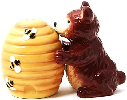 Pacific Giftware Bear and Honey Comb Attractives Salt Pepper Shaker Made of Ceramic image 2