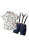 Abolai Boys' Short Sleeve One Pocket Dinosaur Pattern Woven Shirt (7 Years, Style5)