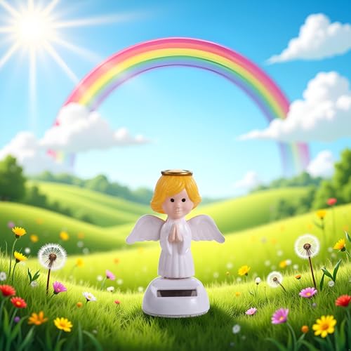 White Powered Dancing Solar Swinging Angel Solar Powered Dancing Flip, Eco Friendly Solar Powered Action Figure Bobble Head Learning and Education - Thumbnail 4