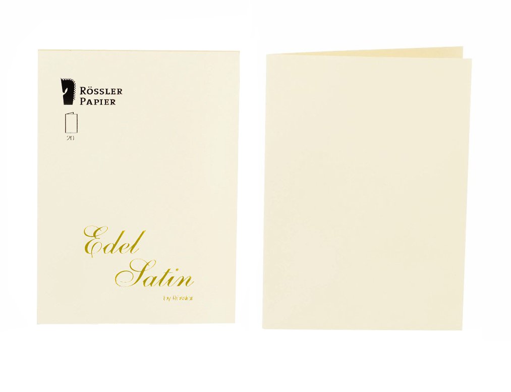 Rössler Papier 2160838004 - Edel Satijn - Kaartverpakking, A6hd, 20 stuks, glad/ivoor