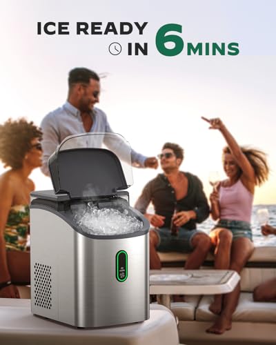 Image of Silonn Nugget Ice Maker Countertop, Chewable Pebble Ice Machine, 33 lbs Daily Output, Includes Ice Scoop, Portable Pellet Ice Maker with Self-Cleaning, for Home Kitchen Office Use, Black