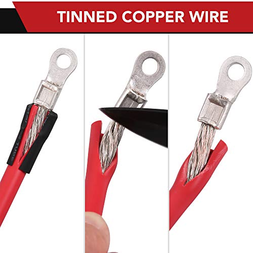 Lotfancy 6 Awg 20 Inches (Each) Battery Cables Set With Terminals, 3/8-Inch Lugs (Positive And Negative) For Motorcycle, Automotive, Marine, Solar, Atv, Rv, Mower, Oxygen-Free #TOP6