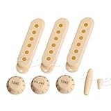 Cantidad: 1 juego SimpleLife 8 Piezas Guitarra Eléctrica Pickup Cubierta Volume Tone Knob Switch Tip Set para Strat