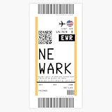 Newark Liberty International Airport EWR Boarding Pass Aviation Travel New Jersey Funny Meme 5" Vinyl Magnetic Sticker Decal Magnet