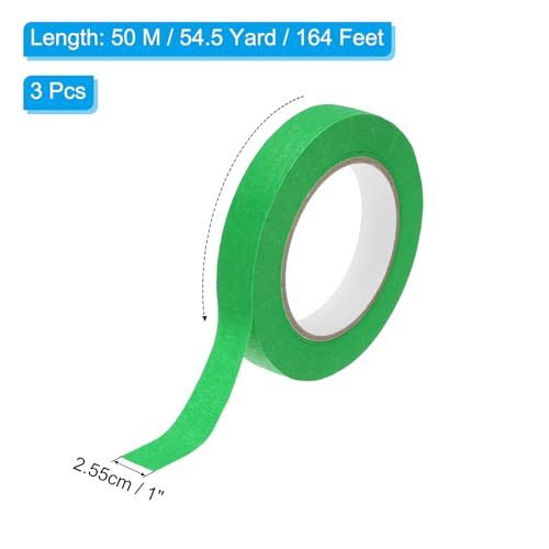 Image of PATIKIL Masking Tape 1 Inch x 55 Yard, 3 Roll General Purpose Adhesive Painting Tape Painters Tape for Arts Crafts Label, Green