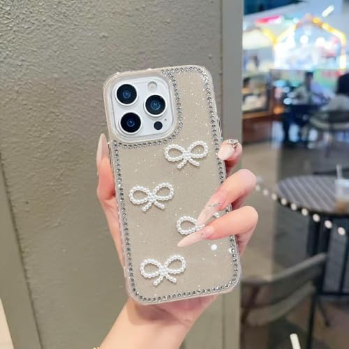 Image of DIZORO Compatible for iPhone 13 Pro, Luxury Diamond Cute with Bow Glitter Bling Case with Full Camera Protection PC+TPU Glossy Shiny Back Cover Case for Girls Women (Desert)