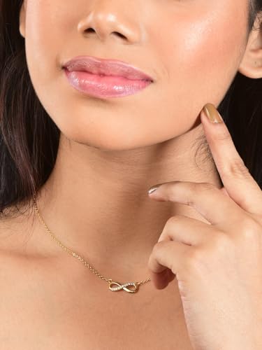 Image of Nilu's Collection Infinity Pendant Necklace with American Diamond Stones For Women| Lightweight | Anti-Tarnish | Anti- Tarnish | Office Wear