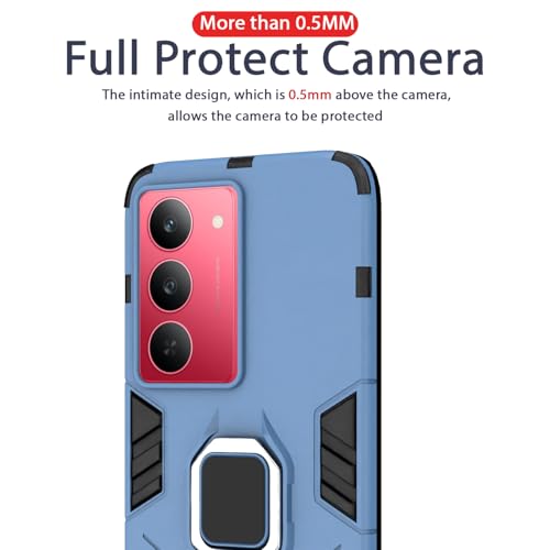 Image of Pikkme Back Cover for Realme Narzo 80x 5G / Realme P3x 5G / Realme 14X 5G | 360 Protection | Ring Holder | Kickstand | Tough Armor Case (Blue)