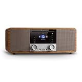 AUNA IR-190 - Digitalradio, Internetradio, UKW Radio, 2 x 8 W RMS, Wecker, Netzwerkplayer, Bluetooth, USB-Port, AUX-Eingang, WLAN-Radio, 2, 8-Zoll TFT-Farbdisplay, braun