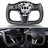 TESFEEL Tesla Yoke Steering Wheel for Model 3/Y-2017-2023 Personalized Yoke Steering Wheel Real Carb