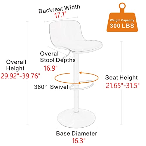 Youtaste Black Bar Stools Set Of 2 Counter Height Bar Stool Upholstered Adjustable Swivel Metal High Back Bar Chairs Pu Soft Cushion For Home And Kitchen #TOP7