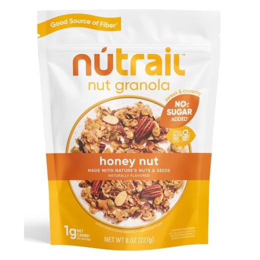 NuTrail Nut Granola Cereal, Honey Nut, No Sugar Added, Keto, Low Carb, Gluten Free, Grain Free, Healthy Breakfast 8 oz. 1 Count