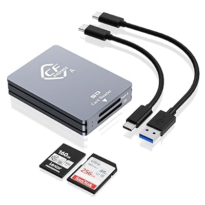 CFexpress Type A/SD Dual Slot Card Reader USB-C, 10Gbps USB 3.2 Gen 2, Compatible with CFexpress Type A/SD Card, Aluminum Adapter