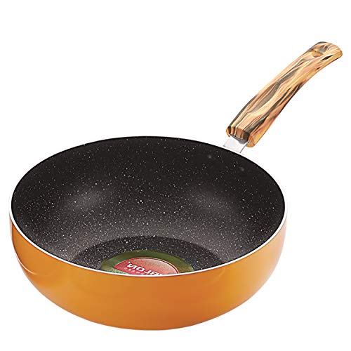 Nirlon Orange Flamy Non Stick Aluminium Dishwasher Safe Deep Kadhai|Wok 24cm – 3Liter
