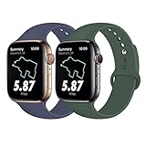 NUKELOLO 2 Pack Sport Bands Compatible for Apple Watch Band 38MM 40MM,Soft Silicone Sport Wristband for iWatch Series 5/4/3/2/1[S/M Size in Lavender Gray/Pine Green]