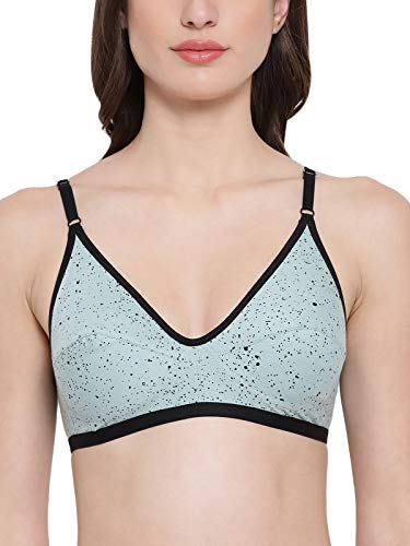 Image of Clovia Women's Non-Padded Non-Wired Printed Bra in Grey - Cotton