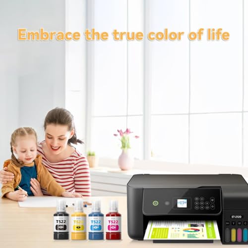 522 Ink Refill Bottles, Compatible Refill Ink Replacement for Epson Ecotank ET-2800 ET-2720 ET-2803 ET-4800 ET-4700 etc. Eco Tank Printers, High Capacity T522 EcoTank Printer Ink Refills