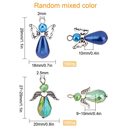 Sunnyclue 1 Box 30Pcs Angel Charms Thanksgiving Guardian Angel Charms Bulk Fairy Wing Colorful Pearl Beads Easter Christmas Charms For Jewelry Making Charm Party Favor Diy Keychain Earrings Craft #TOP1