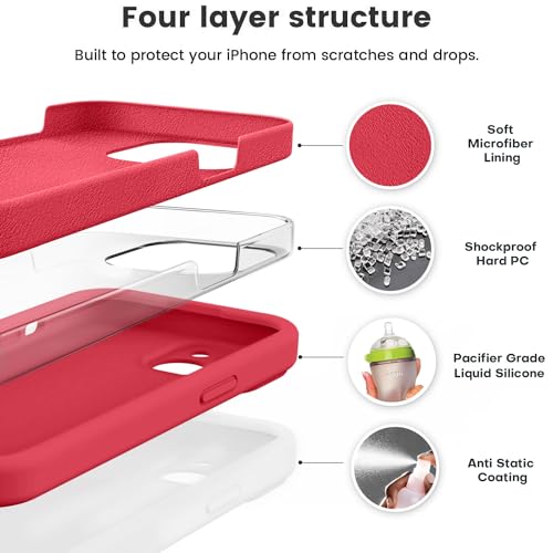 Image of Vooii Compatible with iPhone 13 Case, Liquid Silicone Upgrade [Camera Protection] [Soft Anti-Scratch Microfiber Lining] Shockproof Phone Case for iPhone 13 6.1 inch - Red