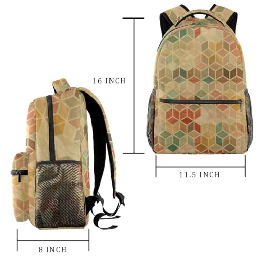 Sac à dos d'école beau losange hexagonal multicolore pour affirmer son style - 2
