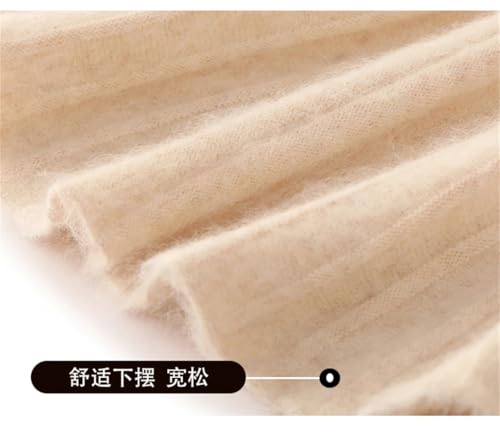 Women Wool Knitted Skirt Fall and Winter Long Covered High Waist A Cashmere Skirt Black Safflower XL4