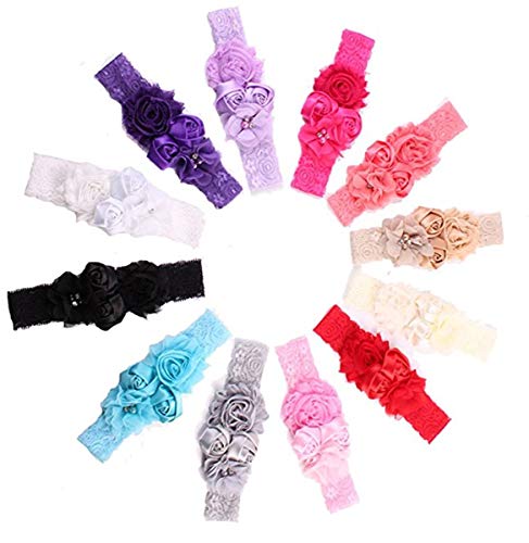 Ever Fairy Chiffon Lace Flower Baby Girls Turban Headband Head Wrap With Pearl