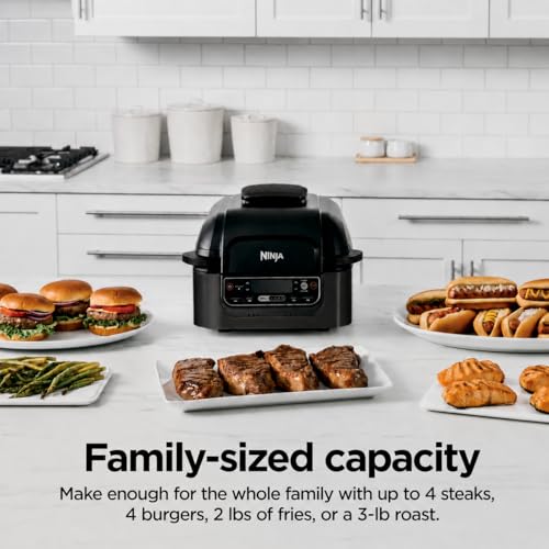 Image of Ninja Foodi Smart 5-in-1 Indoor Grill | With 4-Quart Air Fryer, Roast, Bake, Dehydrate, and Smart Cook System | Black | LG451BK