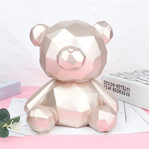 Tirelire,Tirelire anti-chute en vinyle ours géométrique, ameublement nordique, tirelire cadeau pour enfants-or Cover