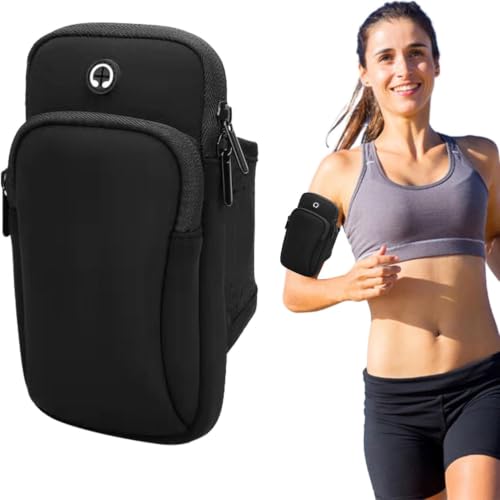 Image of CLITZ Phone Holder for Running, Walking, Workout, Under 7 in Armband Smartphone Holder, Phone Pouch Cards Keys Wallet, Gym Sports Arm Bands Sleeve Fit Women Men(Color:Black)