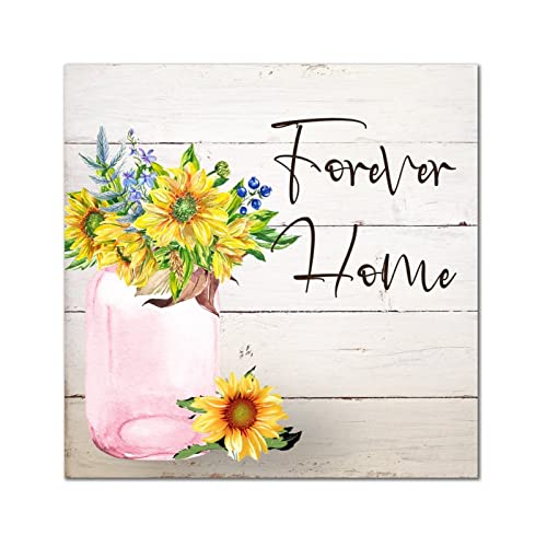 Fleur de tournesol sur panneau en bois pour décoration maison et chambre