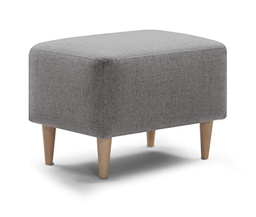 Traumnacht bequemer und moderner Fusshocker mit Holzfüßen in Grau, Öko-Tex Zertifiziert, produziert nach deutschem Qualitätsstandard, Steingrau, 61x41x42