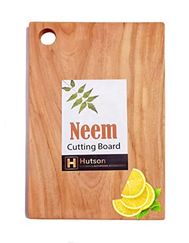 Hutson Natural Neem Wood Antibacterial & Reversible Cutting / Chopping Board || Single Block Neem Wood (30cm x 20cm)