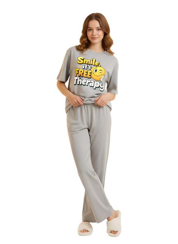 Image of My Swag Women Night Suit Cotton | Stylish Printed T-Shirt Pajama Set | Comfortable Sleepwear, Lounge Wear & Daily Home Wear | Plus Size