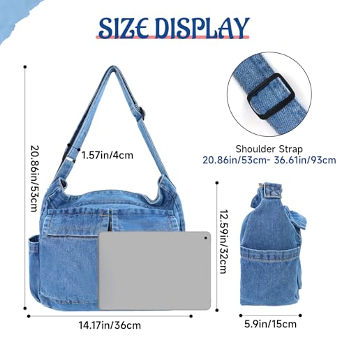 Bolso de hombro de mezclilla para mujer con gran capacidad miniatura 4